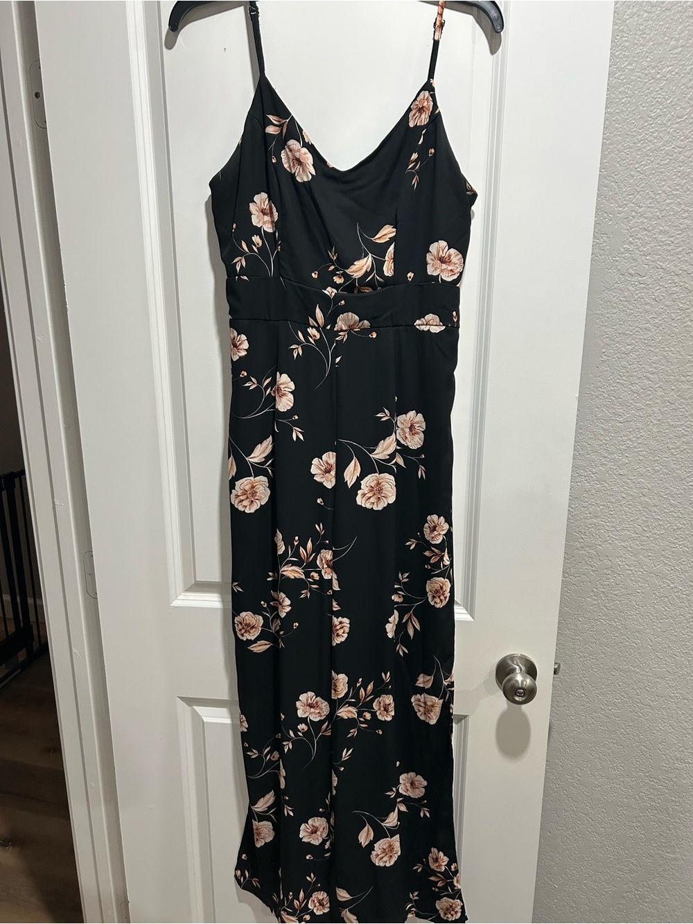 Lily Rose Black Maxi Dress with Blush Floral Print